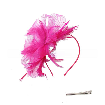 wave elastic net handmade bow feather hair accessories performance banquet accessories