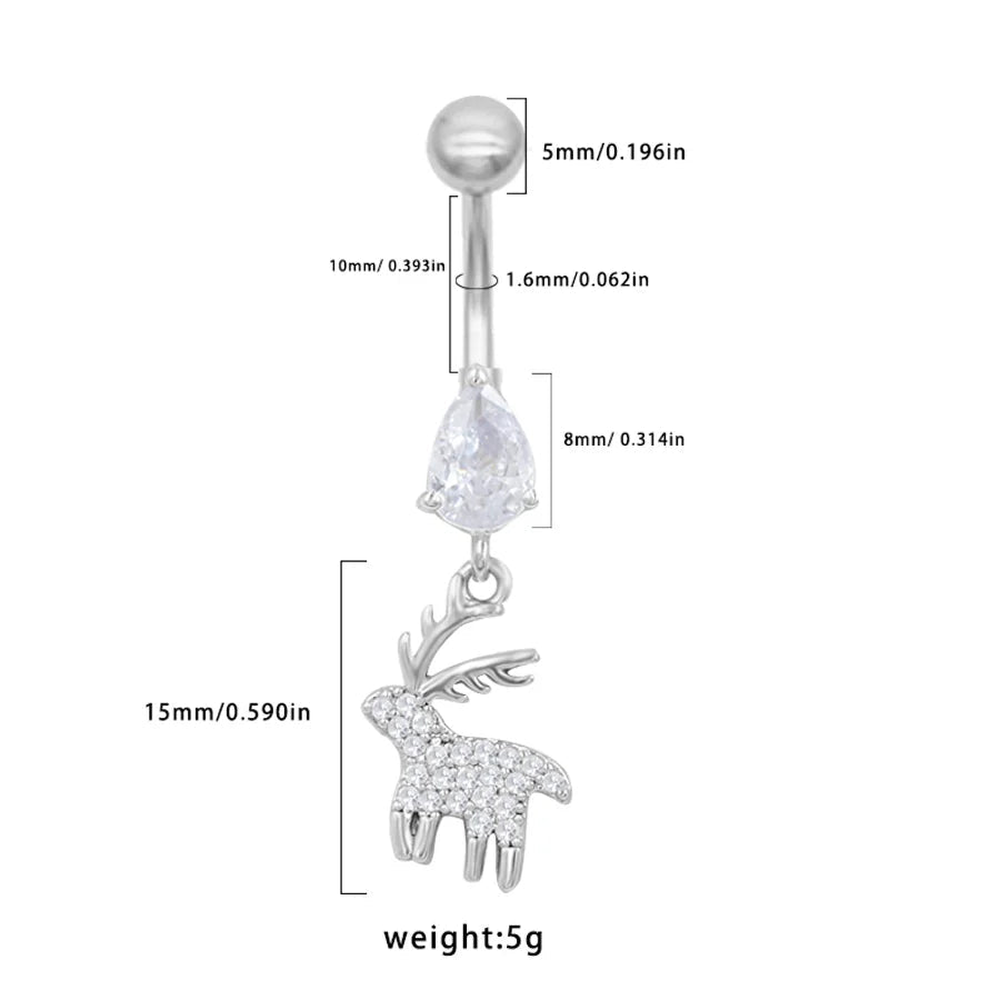 1 Piece Belly Rings Sexy Classic Style Snowflake 316 Stainless Steel  Alloy Plating Rhinestones Glass 18K Gold Plated White Gold Plated