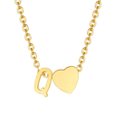 Jewelry Simple Style Commute Letter Heart Shape 201 Stainless Steel Plating Pendant Necklace