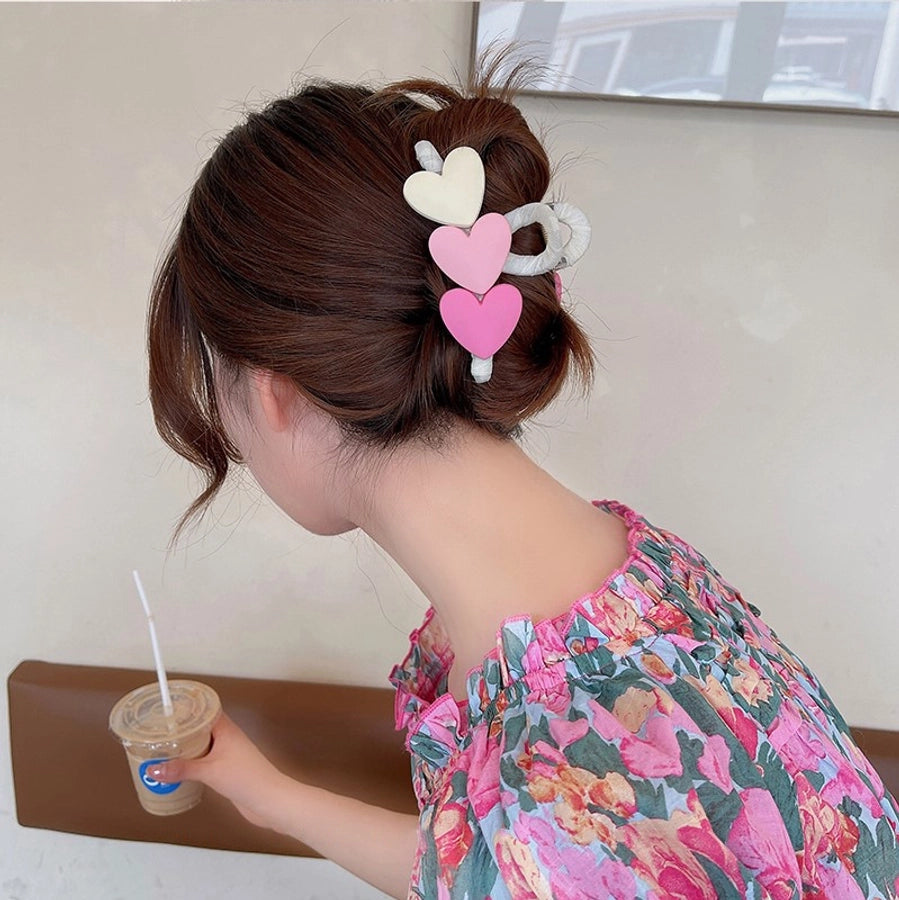Online celebrity Korean style gradient love back head temperament female hairpin summer simple sweet  shark clip grip