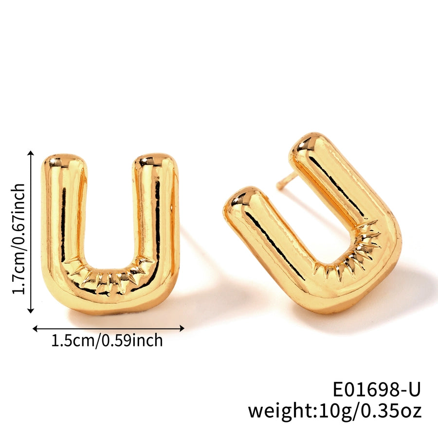 1 Pair Sweet Simple Style Shiny Letter Plating Copper K Gold Plated Ear Studs