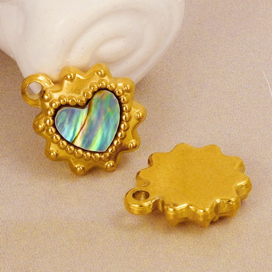 Jewelry Vintage Style Classic Style Heart Shape 304 Stainless Steel Shell Abalone Shell 18K Gold Plated Irregular Plating Pendant Necklace