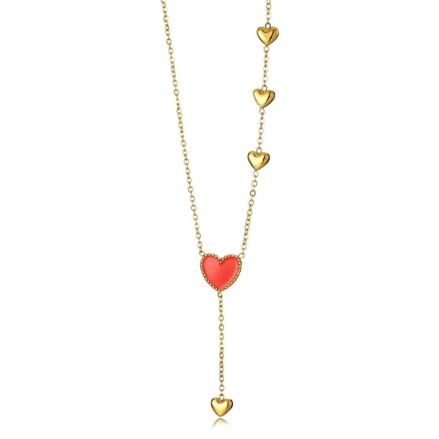 Jewelry Simple Style Heart Shape 304 Stainless Steel Pendant Necklace