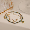 Bohemian Simple Style Commute Geometric 304 Stainless Steel 18K Gold Plated Natural Stone Zircon Bracelets In Bulk