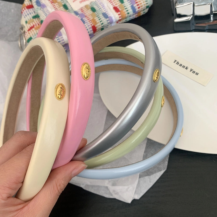 Women's Elegant Simple Style Solid Color Leather Hair Band