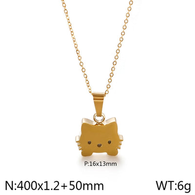 Jewelry Elegant Simple Style Streetwear Cat 304 Stainless Steel 18K Gold Plated Pendant Necklace