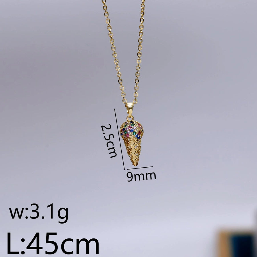 Jewelry Sweet Cone Copper Zircon 18K Gold Plated White Gold Plated Pendant Necklace
