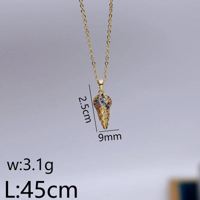 Jewelry Sweet Cone Copper Zircon 18K Gold Plated White Gold Plated Pendant Necklace