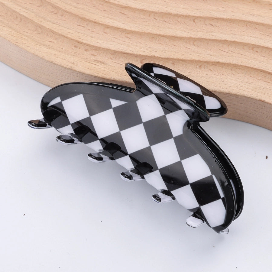 simple style checkered acetic acid sheets hair claws 1 piece