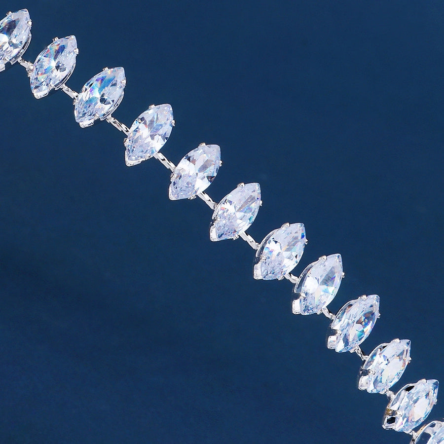 women's simple style leaf alloy plating inlay rhinestones hair band