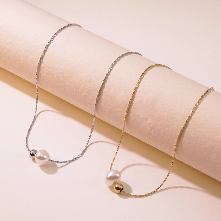 Jewelry Sweet Simple Style Solid Color 304 Stainless Steel 18K Gold Plated Plating Pendant Necklace