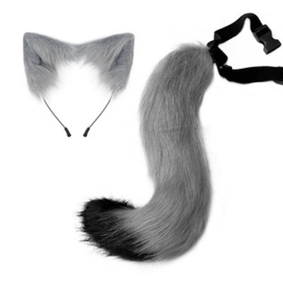A generation of hair simulation beast ear plush headdress cat ear cat tail cosplay set hairband Net red accessories