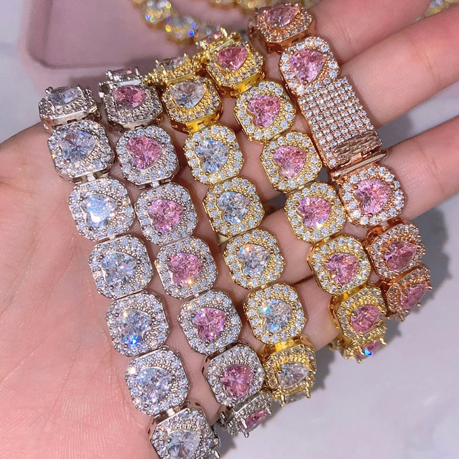 Copper Zircon Plating Inlay Square Zircon Bracelets