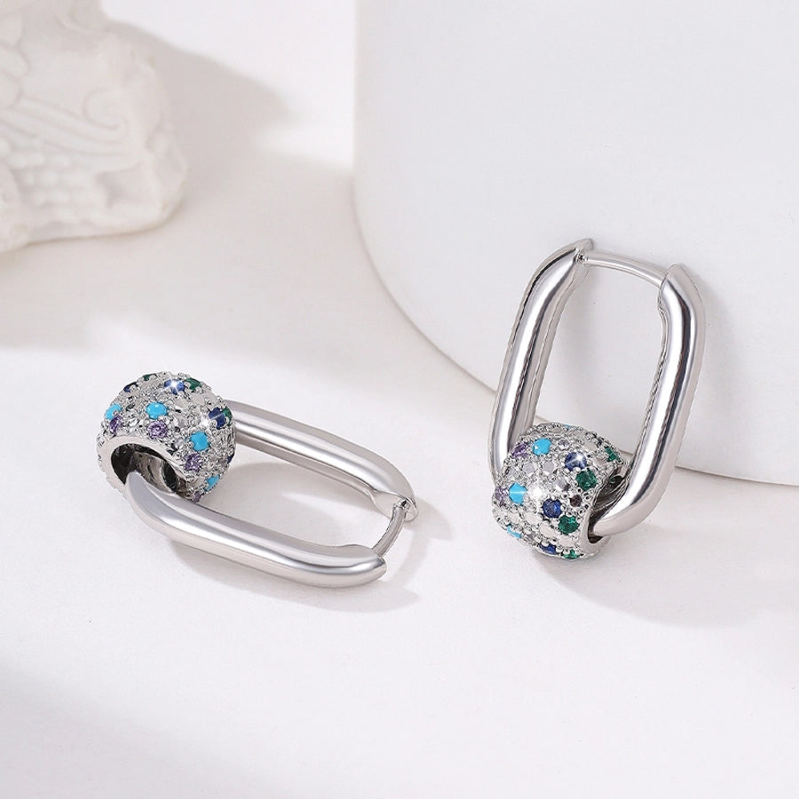 1 Pair Elegant Retro Geometric Copper Zircon 14K Gold Plated Earrings