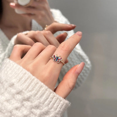 Copper Flower Butterfly Open Rings