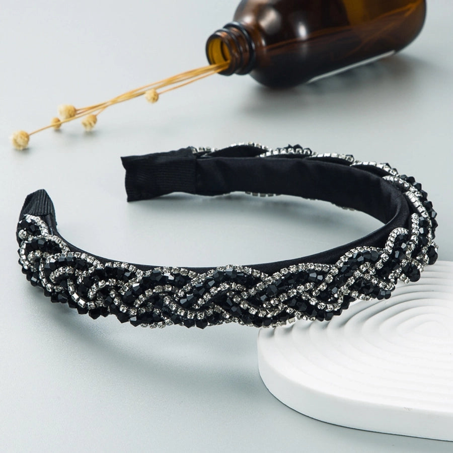 european and american super flash retro rhinestone crystal cross twist headband