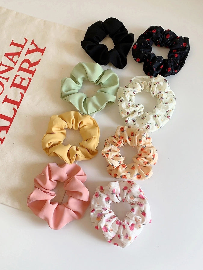 Women's Sweet Simple Style Ditsy Floral Solid Color Cloth Hair Tie