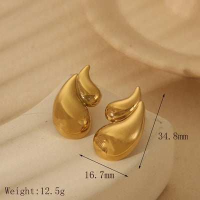1 Pair Vintage Style Classic Style Water Droplets Mixed Metal Plating 304 Stainless Steel 18K Gold Plated Ear Studs