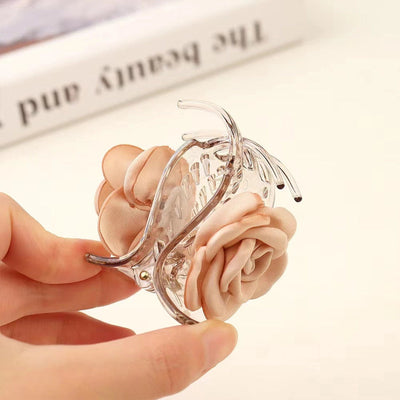 women's sweet flower plastic satin handmade hair claws