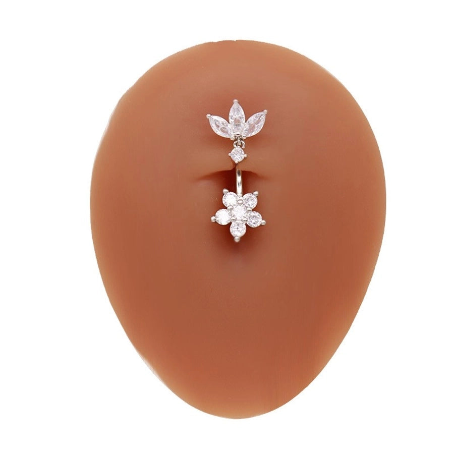 1 Piece Belly Rings Hip-Hop Sexy Heart Shape 316 Stainless Steel  Copper Plating Zircon White Gold Plated Gold Plated