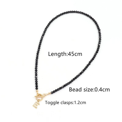304 Stainless Steel Artificial Crystal Copper Inlay Letter Zircon Pendant Necklace