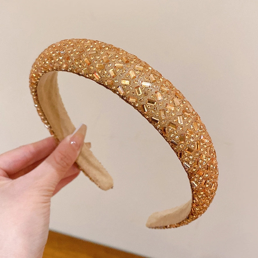 retro lady solid color rhinestone hair band