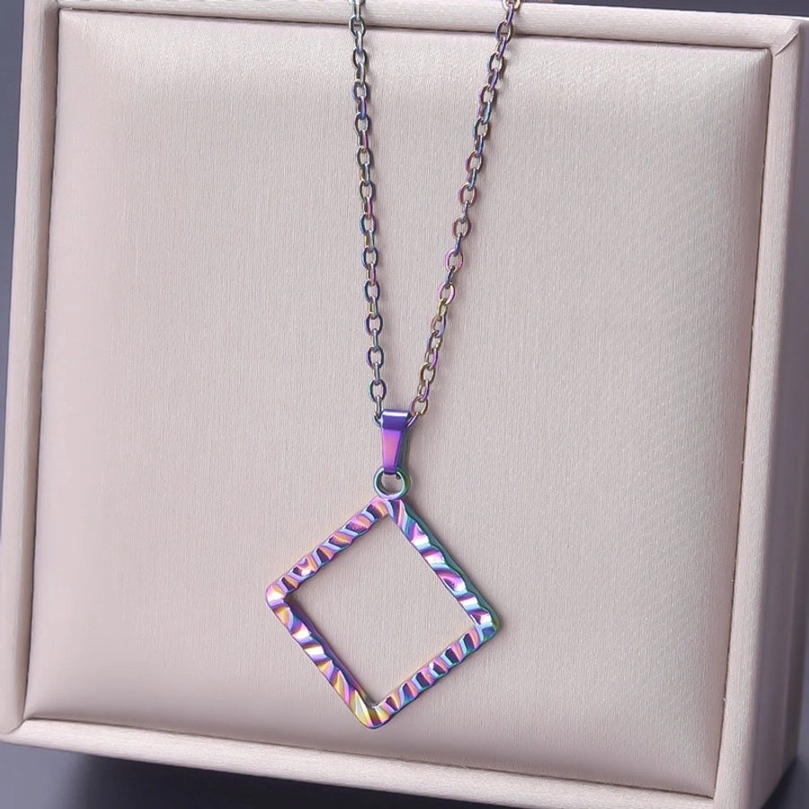 Jewelry Basic Simple Style Classic Style Square 304 Stainless Steel 18K Gold Plated Plating Pendant Necklace
