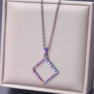 Jewelry Basic Simple Style Classic Style Square 304 Stainless Steel 18K Gold Plated Plating Pendant Necklace