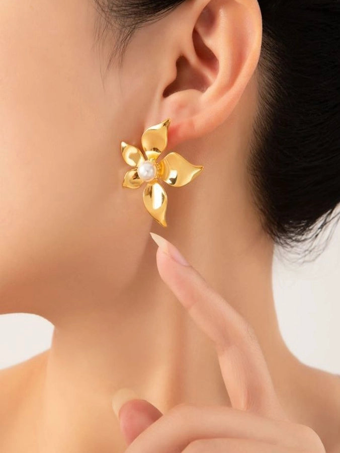 1 Pair Elegant Simple Style Flower 304 Stainless Steel Ear Studs