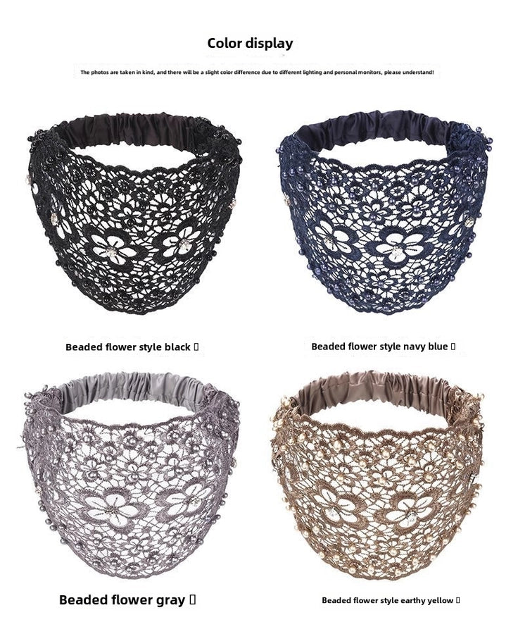 Plum Blossom Hollow Hair Band Nail Beads Shake Voice Internet Celebrity Wide Edge Pressed Hair Covering White Hair Headband Women's Headdress Headgear Hair Band