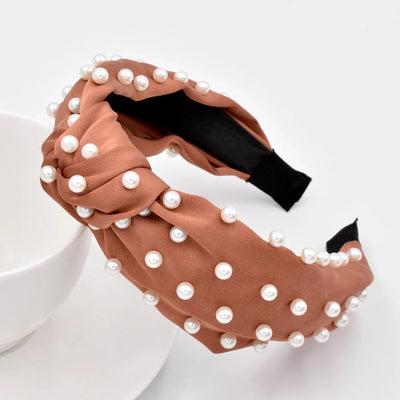 new full pearl headband fabric knotted solid color headband fashion hair accessories