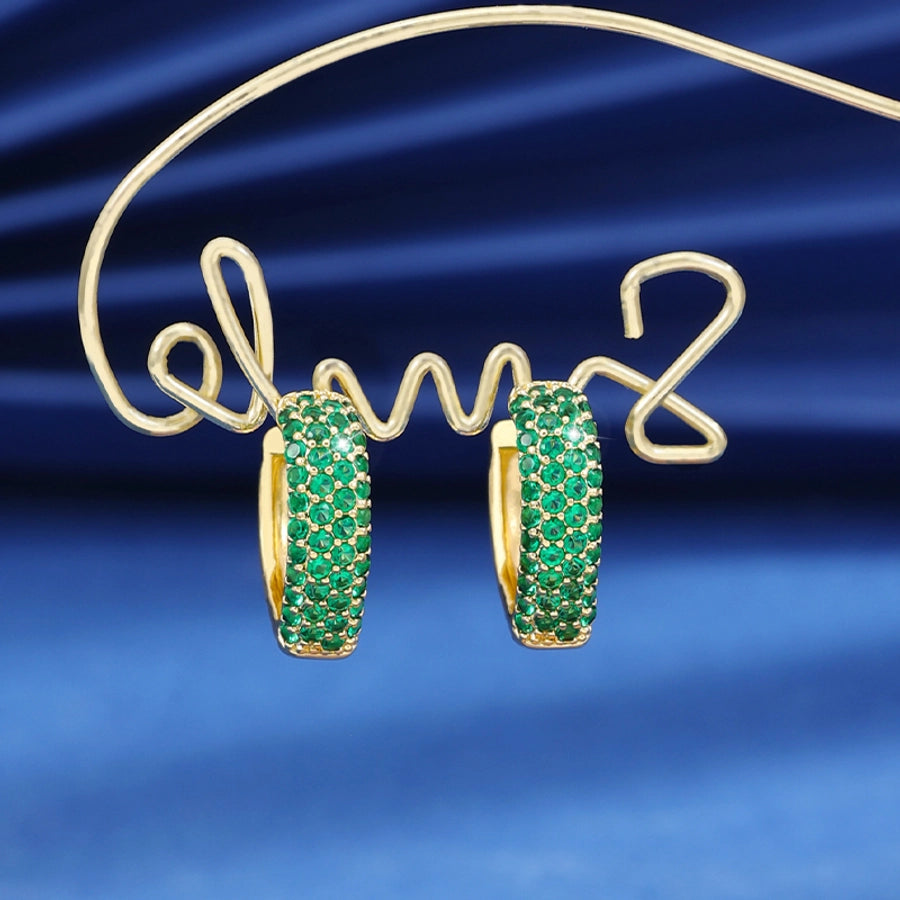 1 Pair Elegant Retro Luxurious V Shape Copper Zircon Imitation Gold  Earrings