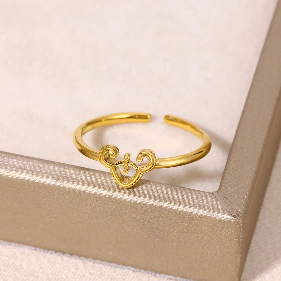 Jewelry Elegant Cute Streetwear Tortoise 304 Stainless Steel 18K Gold Plated Open Rings