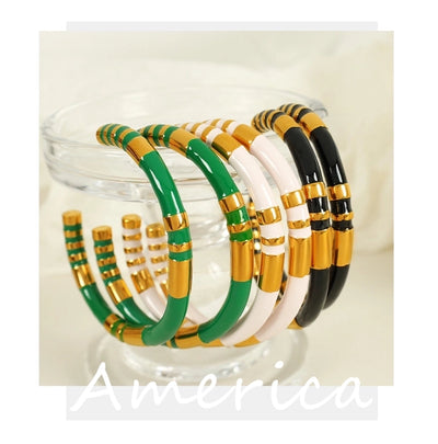IG Style Casual Simple Style Geometric 304 Stainless Steel 18K Gold Plated Bangle In Bulk