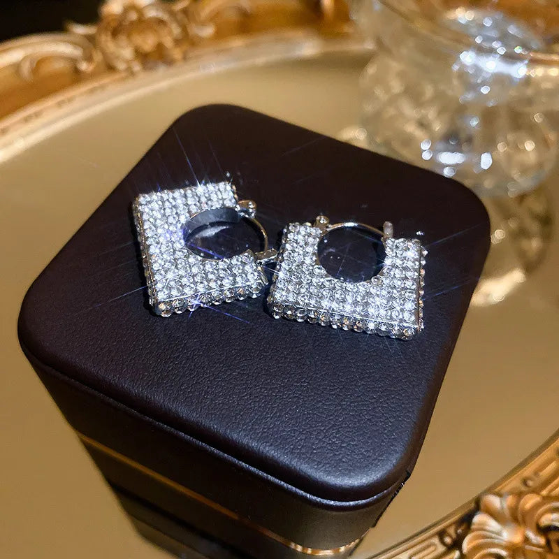 1 pair retro geometric heart shape bow knot alloy rhinestones drop earrings