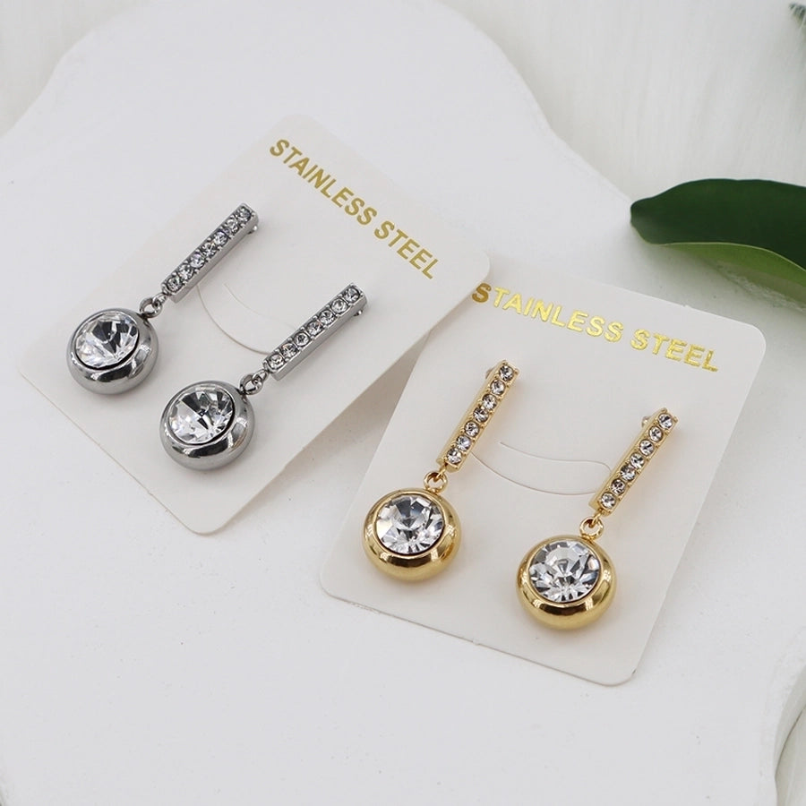 1 Pair Vintage Style Simple Style Classic Style Geometric Inlay 304 Stainless Steel Zircon Gold Plated Ear Studs