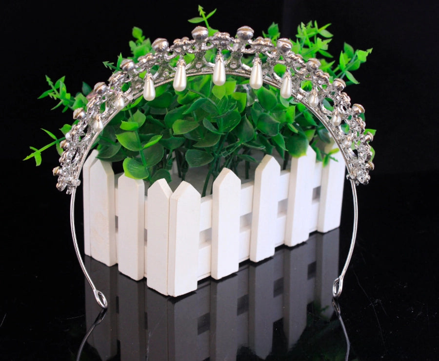 Baroque Queen  Large Crown Pearl Rhinestone Hair Accessories Bride Crown European Style Wedding Princess Crown Headwear