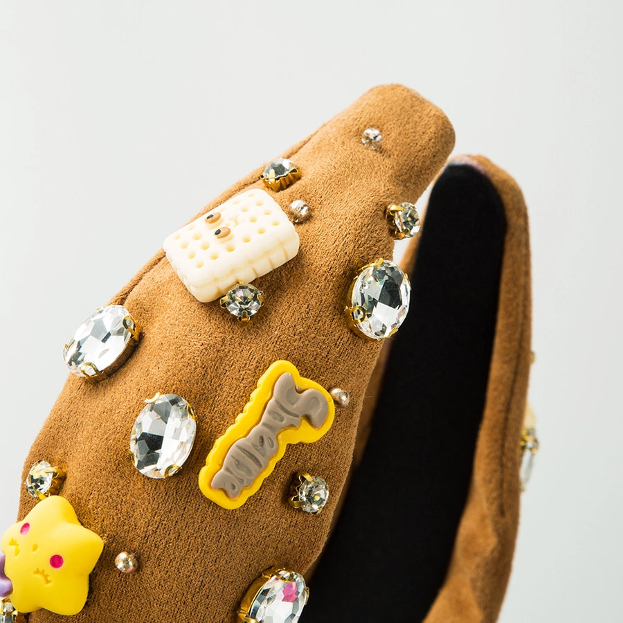 women's sweet simple style ice cream flannel inlay artificial pearls hair band