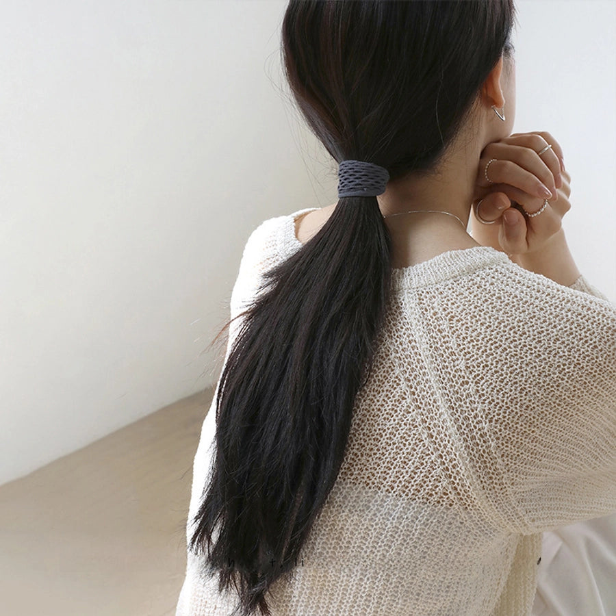 Korean style wide hair rope female Four Seasons adult ponytail leather cover headband simple temperament hair band high elastic durable rubber band