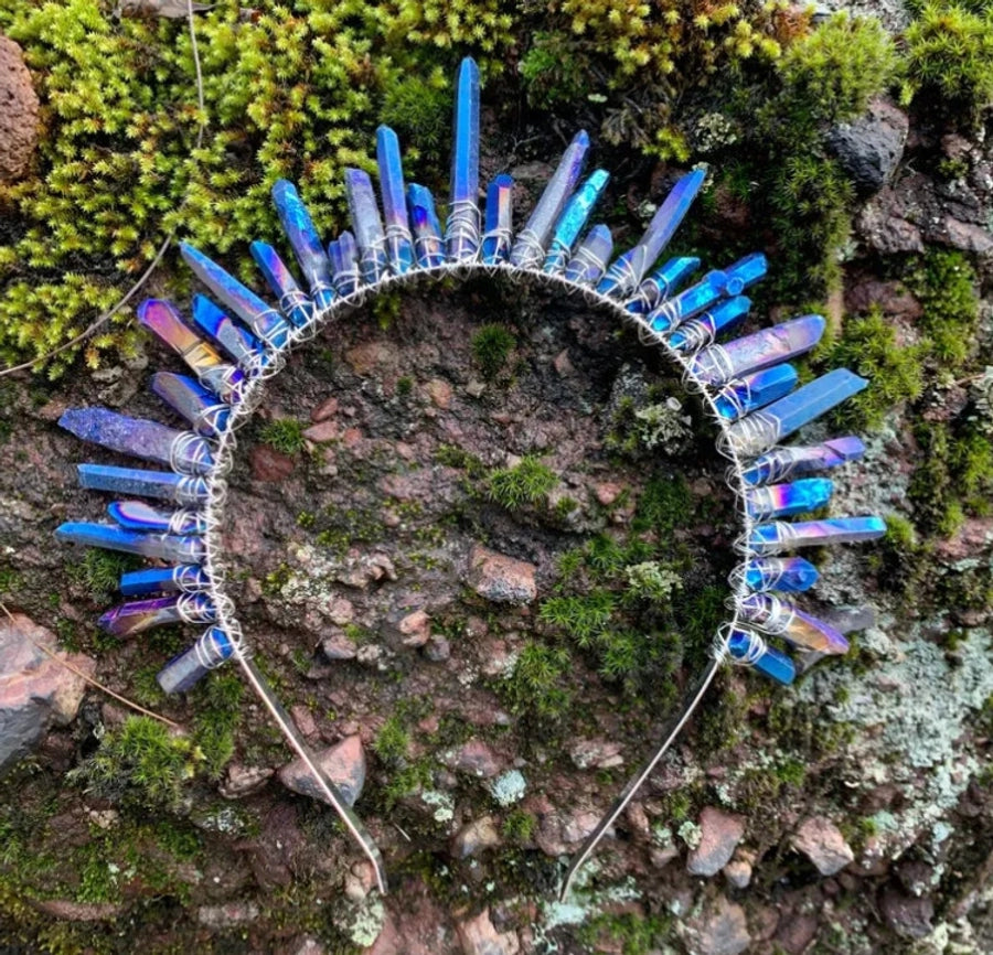 retro square crystal patchwork hair band