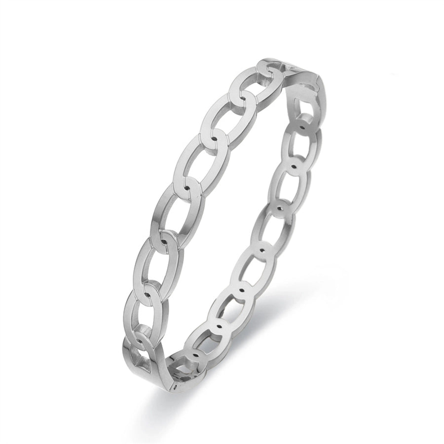 Casual Elegant Simple Style Geometric Titanium Steel Rose Gold Plated White Gold Plated Gold Plated Bangle In Bulk