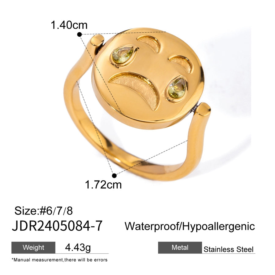Jewelry Hip-Hop Simple Style Artistic Smile Face 304 Stainless Steel Rings