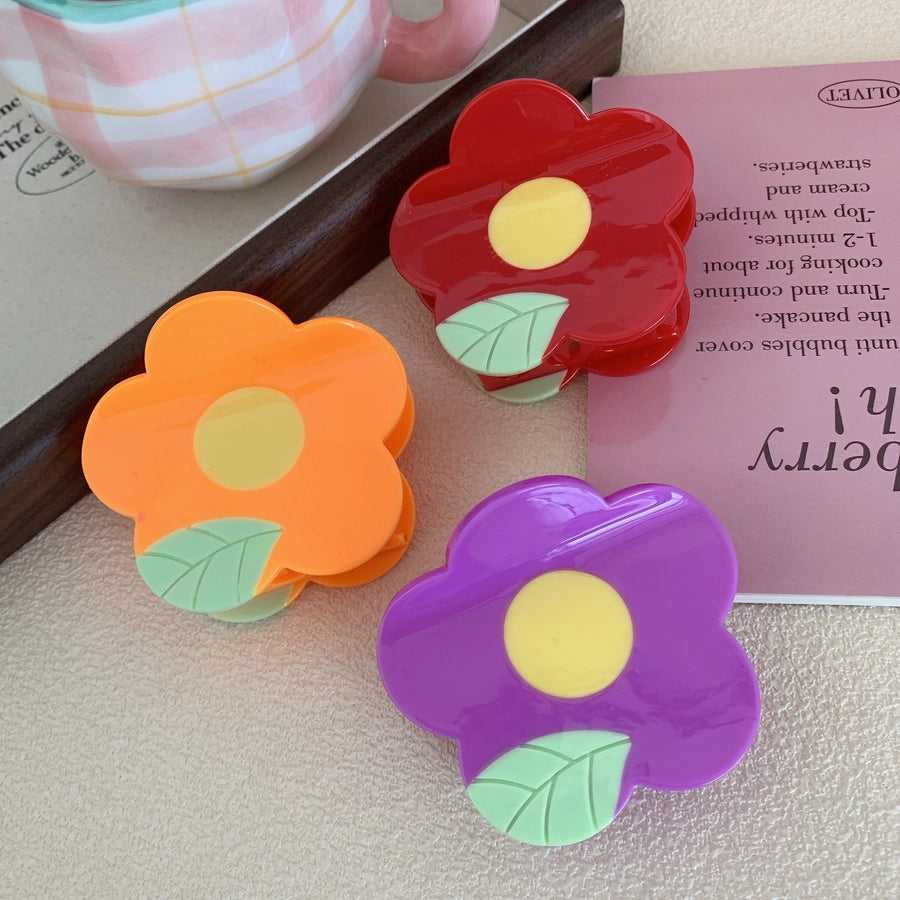 women's sweet simple style flower acetic acid sheets hair claws