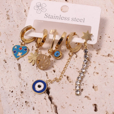 1 Set Vacation Simple Style Leaf Heart Shape Flower Plating Titanium Steel Drop Earrings