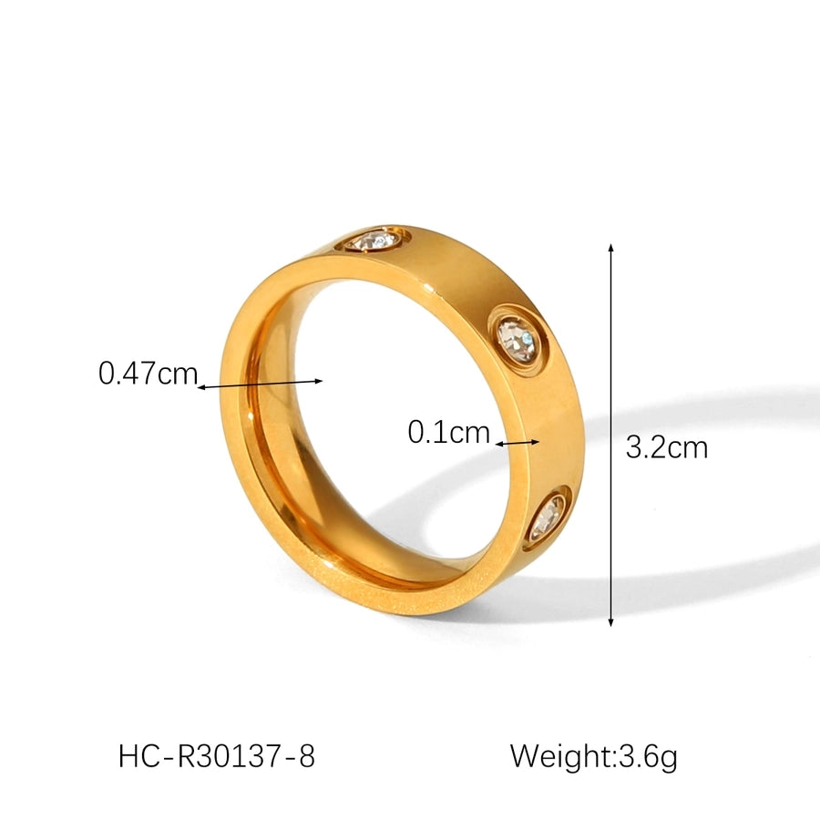 Jewelry IG Style Casual French Style Geometric 304 Stainless Steel Titanium Steel Zircon 18K Gold Plated Rings Bracelets