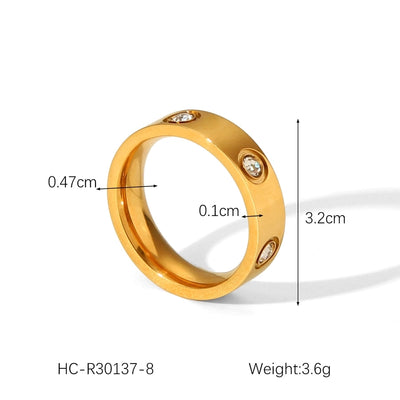 Jewelry IG Style Casual French Style Geometric 304 Stainless Steel Titanium Steel Zircon 18K Gold Plated Rings Bracelets