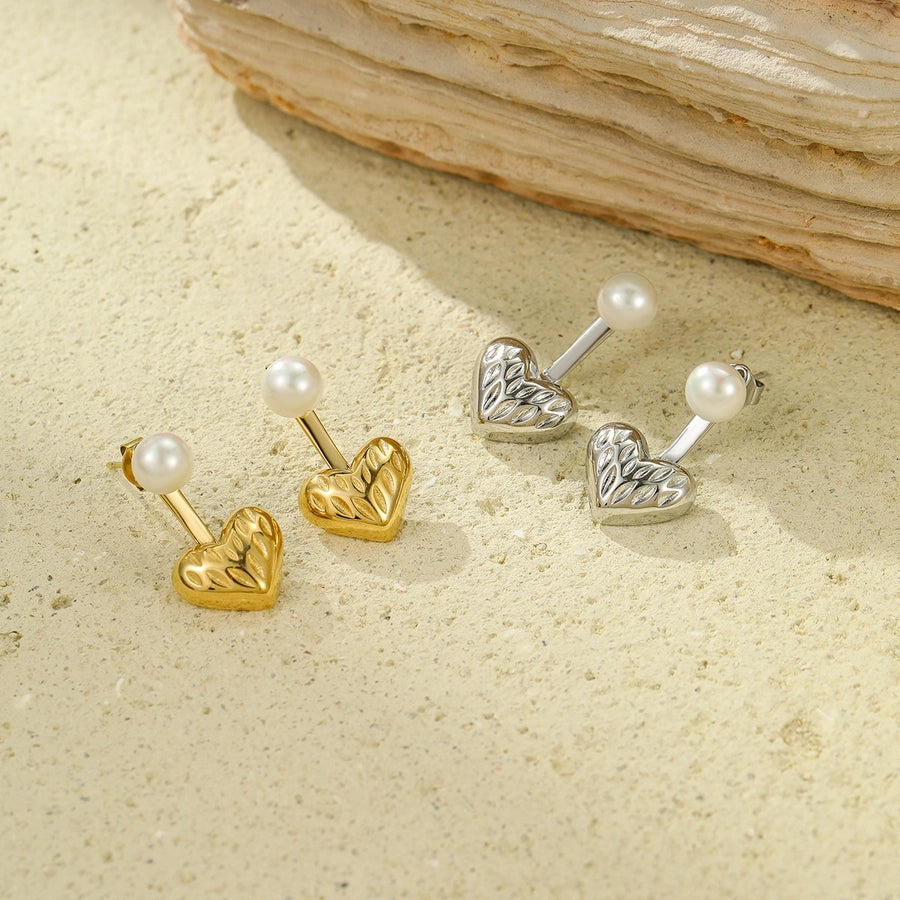 1 Pair Retro Heart Shape Plating 304 Stainless Steel Ear Studs