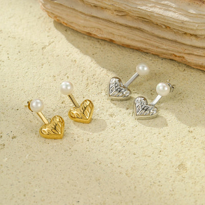 1 Pair Retro Heart Shape Plating 304 Stainless Steel Ear Studs