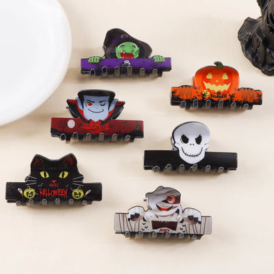 Halloween Funny Women's Pumpkin Cat Skull PVC Hair Claws
