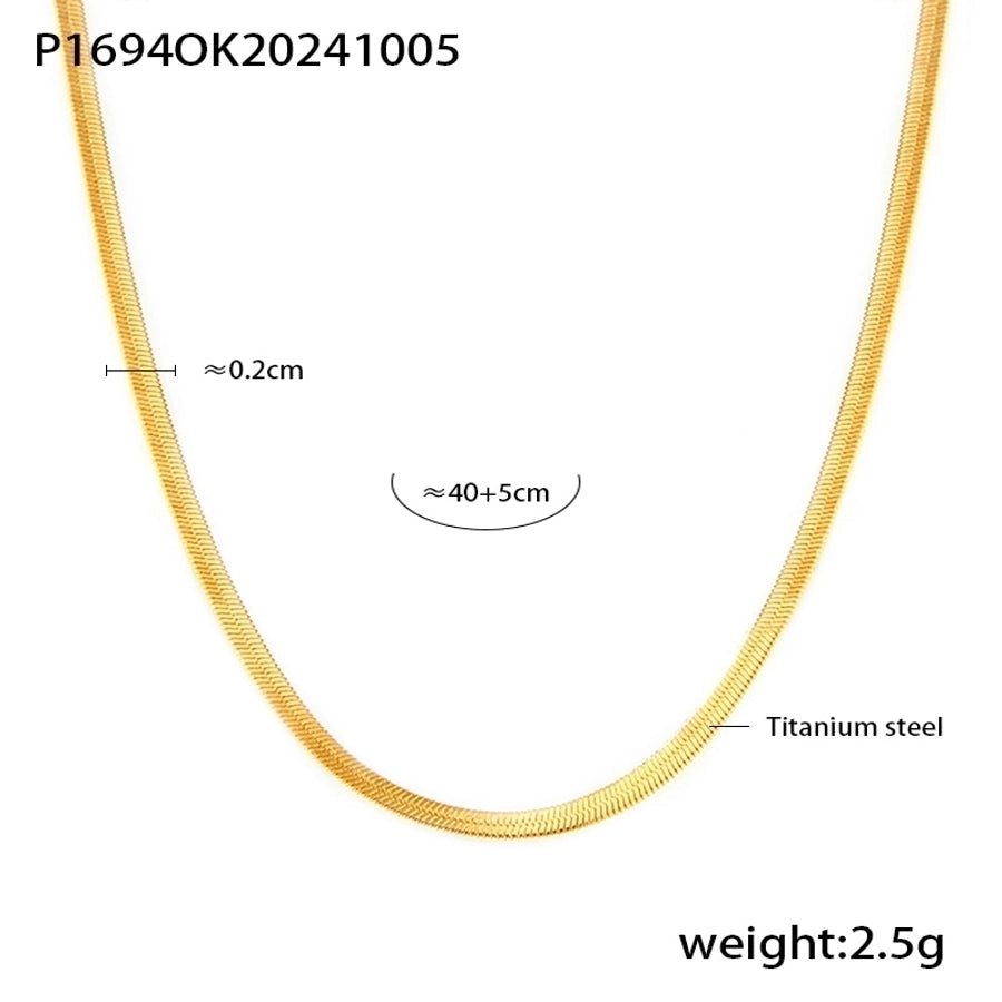 Jewelry Elegant Luxurious Vacation Rectangle Titanium Steel 18K Gold Plated Rhinestone Necklace